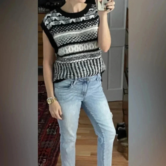 Anthropologie Knit Prussia Sweater Vest textured wool scoop neck stripes rainbow - Picture 6 of 8